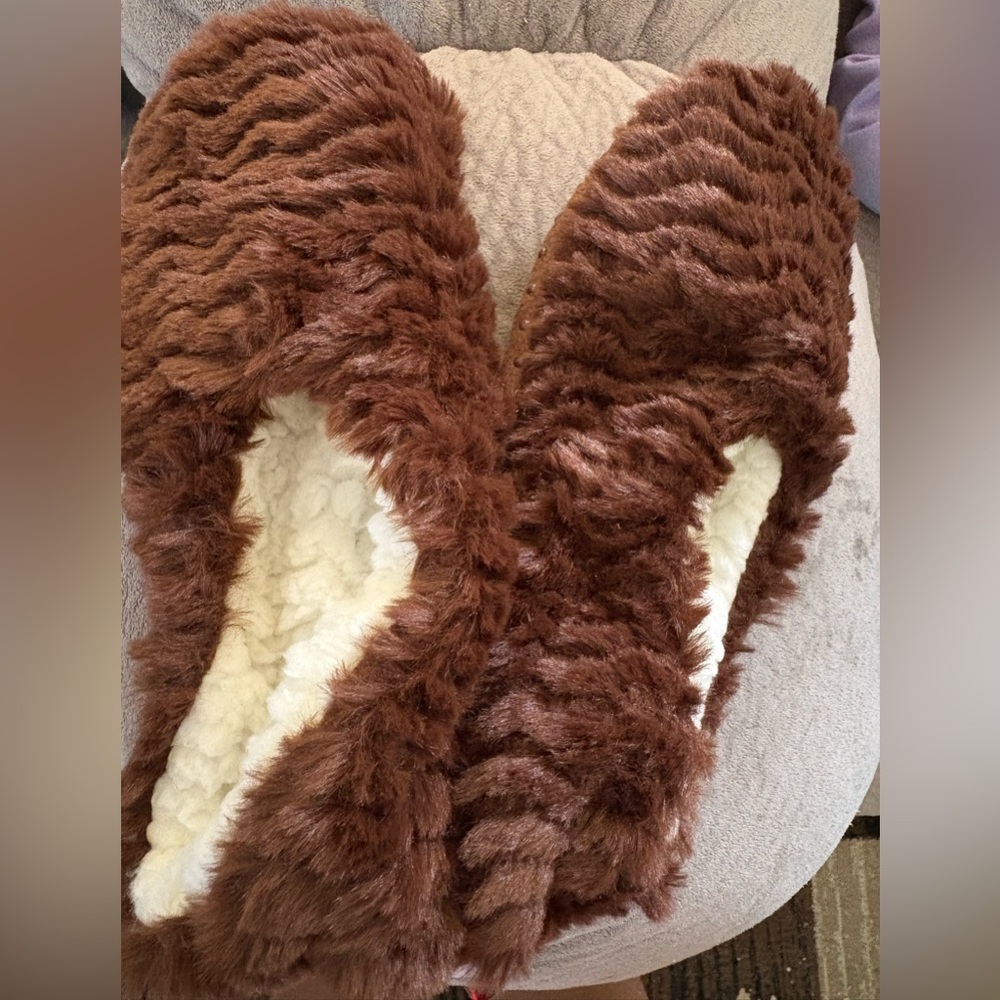 2 for $8! Faux Fur Slipper Socks with Gripper Bottoms by Auden